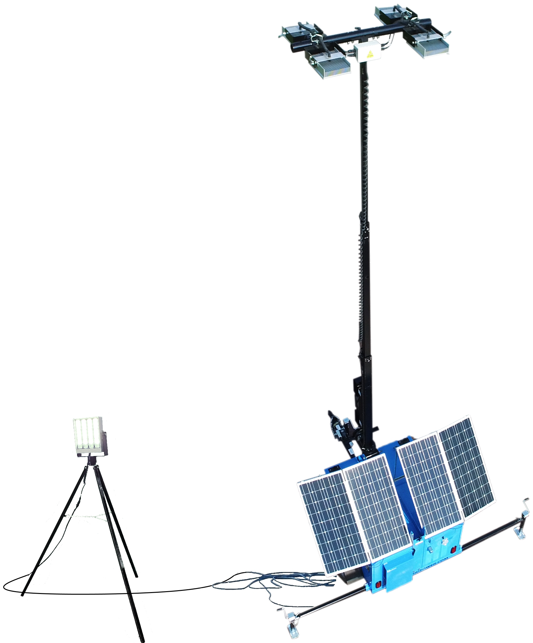 hybrid light tower with remote led lights